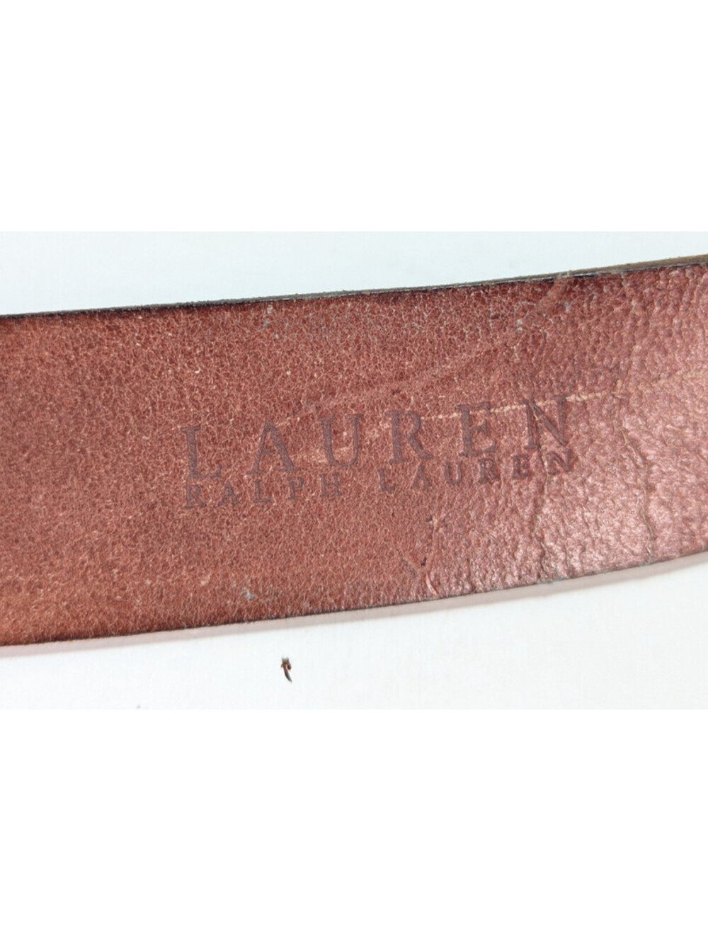 Lauren Ralph Lauren Monogramed Brass Buckle Brown Leather Belt 34-36" Lions Logo - Picture 4 of 8